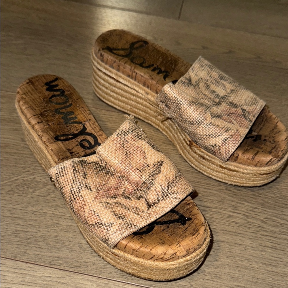 Sam Edelman Beige Platform Espadrille Sandal
